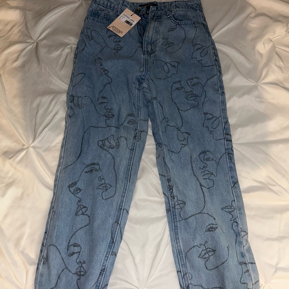 Detailed Blue Denim Jeans